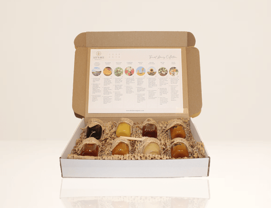 Enjoy the gift box with 8 different type of honeys each with a unique different flavor that will take you to the place where the honey is from, unique taste, best sellers all in one box